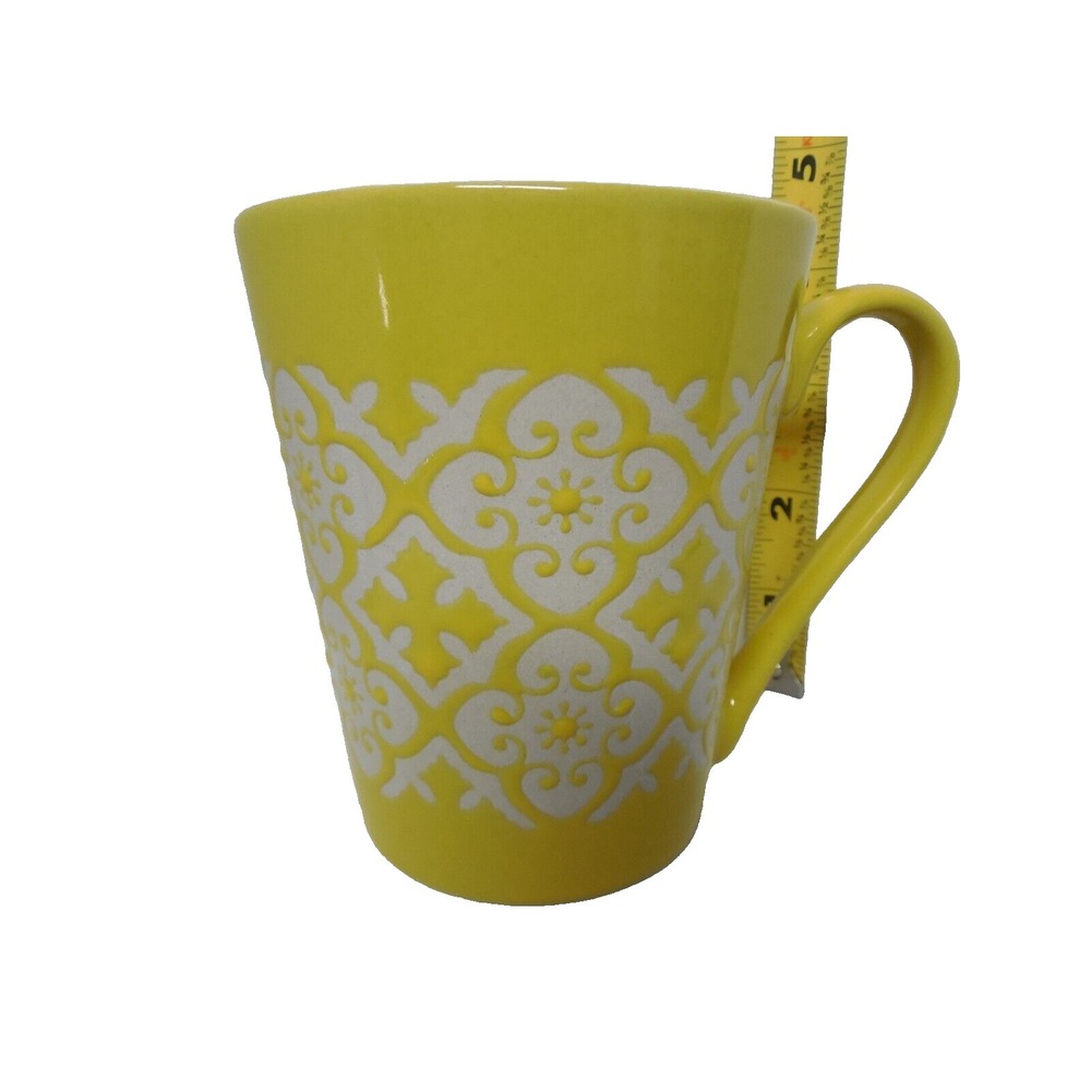 Gibson Home Coffee Mug  Embossed Lace Ceramic 12 oz